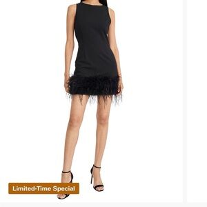 Donna Morgan Black Mini Dress with Feather Hem